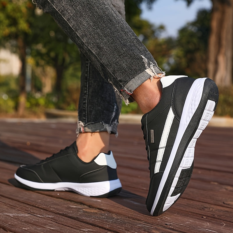 VanWeir Men'S Lightweight Running Shoes - Navy Blue & White, Stability Lace-Up Sneakers with MD/TPR Sole, Breathable Fabric Lining for Outdoor Sports, Hiking & Casual Wear, Hiking Footwear, Modern Sneakers, Secure Fit Footwea