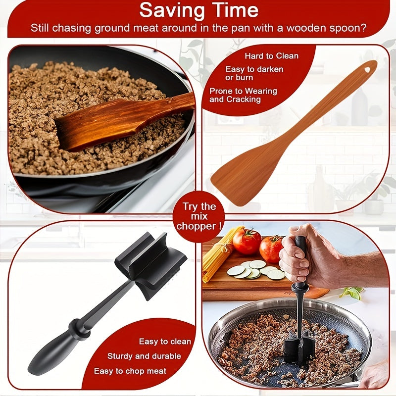 PANCERKA Manual Meat Shredder & Pulverizer - Heat-Resistant Polypropylene Hamburger Shredder with Non-Stick Surface, Ergonomic Handle & Dual Interchangeable Blades for Beef, Turkey, BBQ, Stovetop Use, Kitchen Gadgets | Sleek