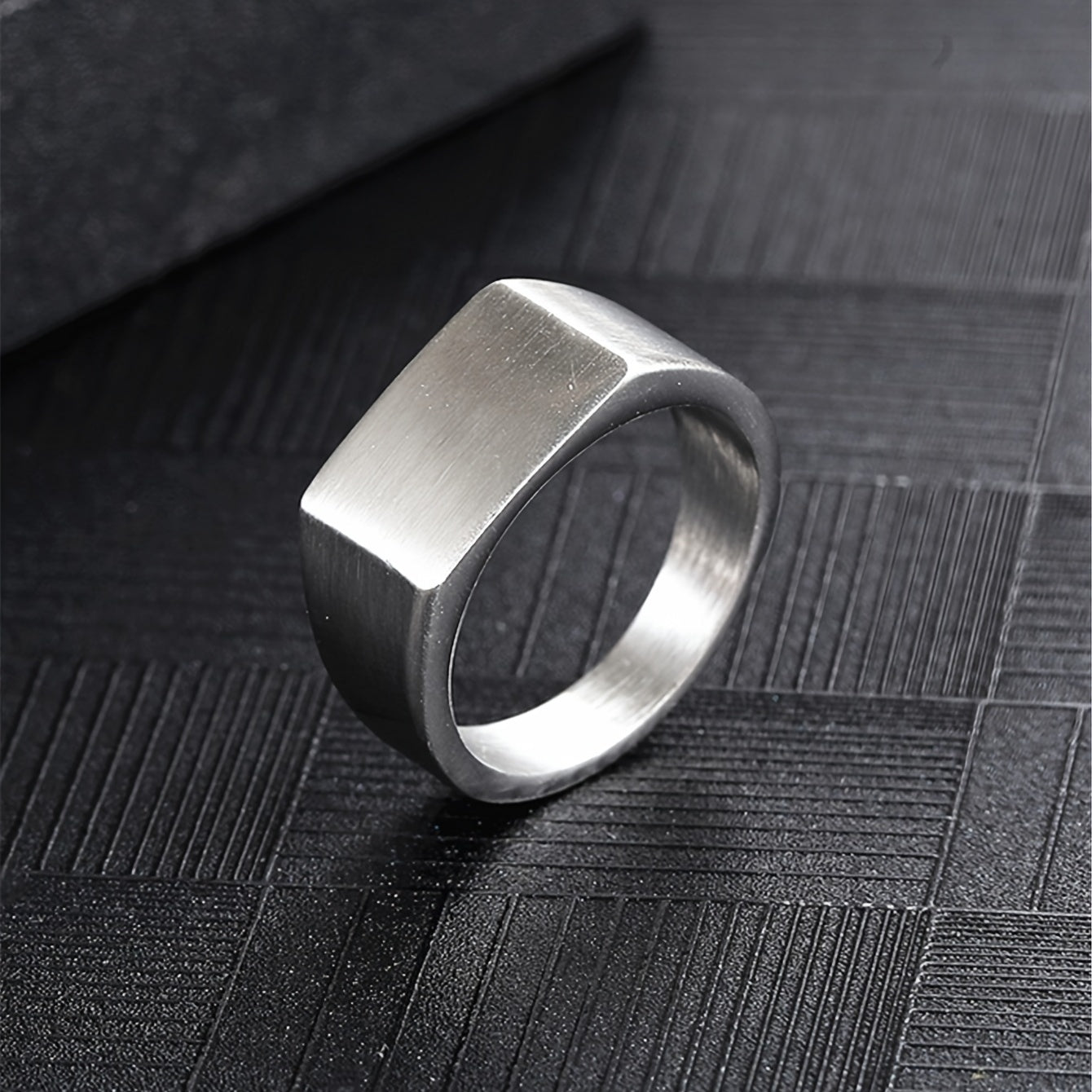 Simple Men's Stainless Steel Square Ring