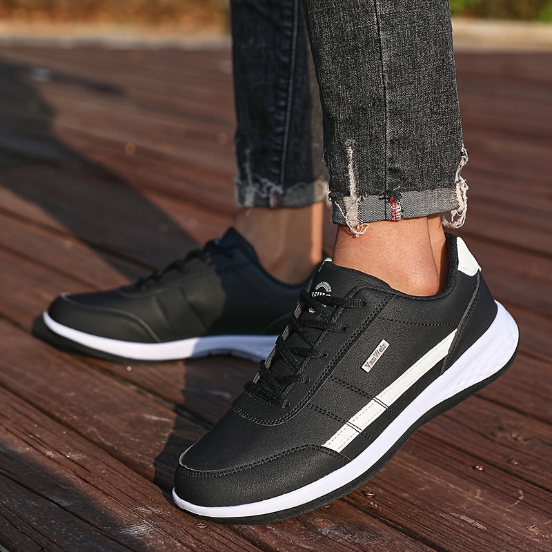 VanWeir Men'S Lightweight Running Shoes - Navy Blue & White, Stability Lace-Up Sneakers with MD/TPR Sole, Breathable Fabric Lining for Outdoor Sports, Hiking & Casual Wear, Hiking Footwear, Modern Sneakers, Secure Fit Footwea