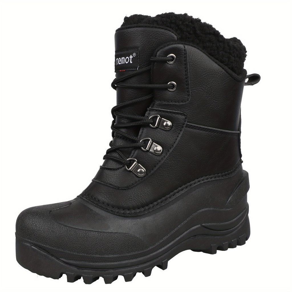 [Popular Choice] Riemot Men's High Quality Snow Boots - Durable, Non-Slip Traction Sole for Hiking, Trekking & Gardening - Warm Fleece Lined Ankle Support, Lace-Up Closure- Versatile All-Season Outdoor Footwear