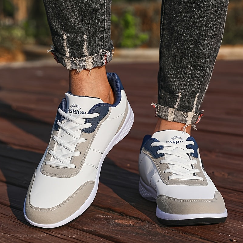 VanWeir Men'S Lightweight Running Shoes - Navy Blue & White, Stability Lace-Up Sneakers with MD/TPR Sole, Breathable Fabric Lining for Outdoor Sports, Hiking & Casual Wear, Hiking Footwear, Modern Sneakers, Secure Fit Footwea